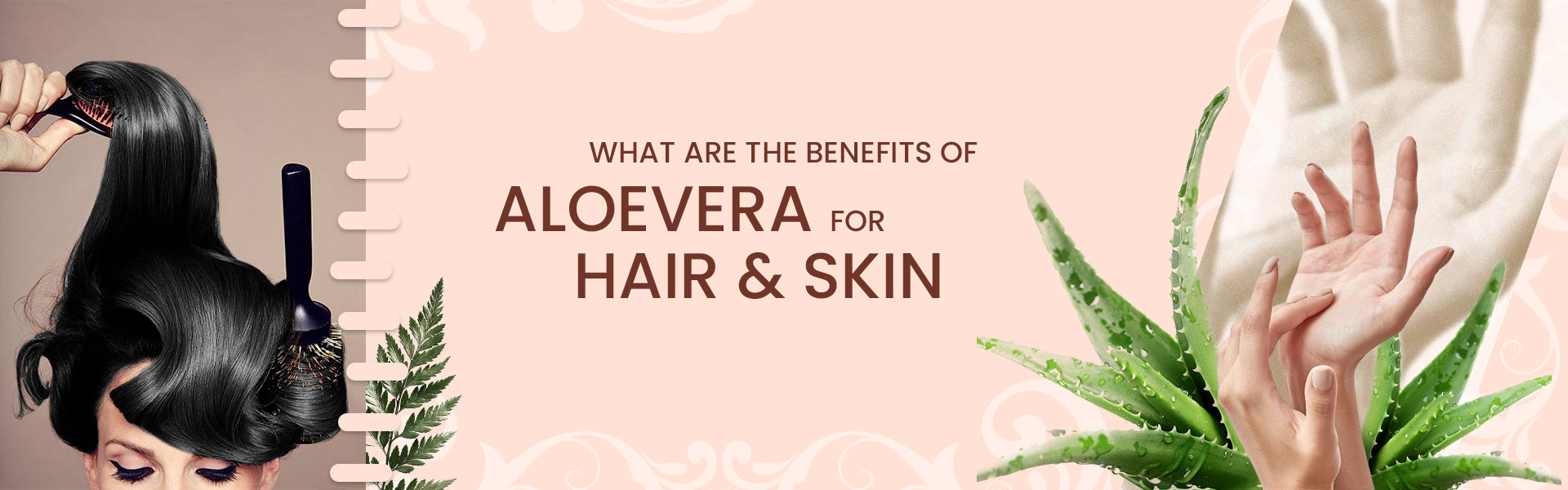 Aloe vera with human hands and hair