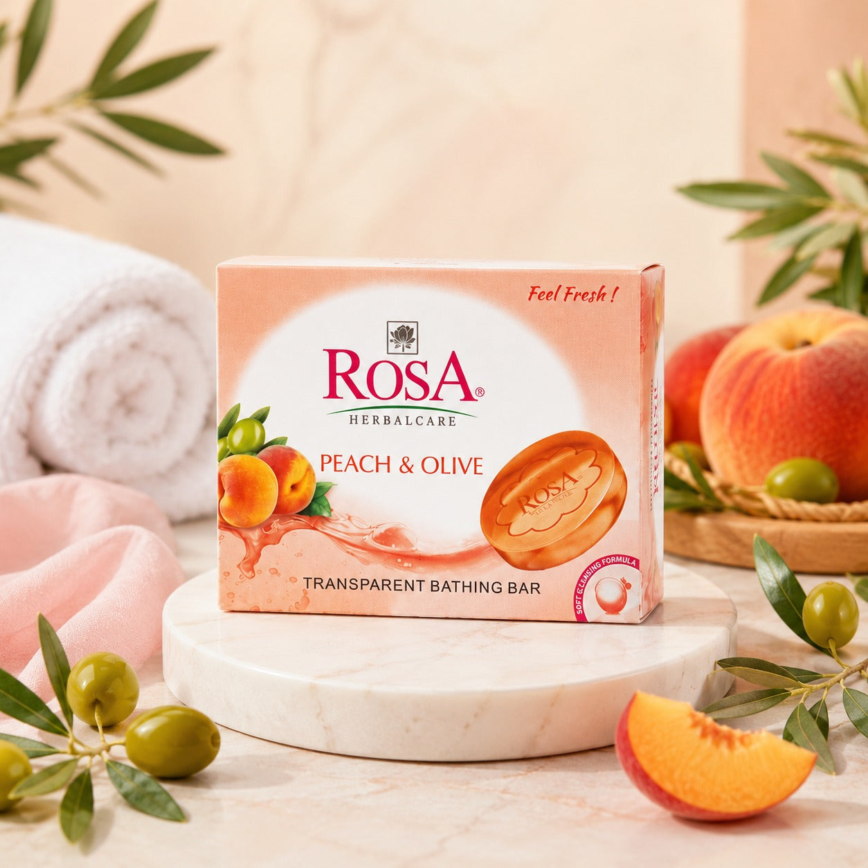 Herbal Peach & Olive Soap - Pack of 4