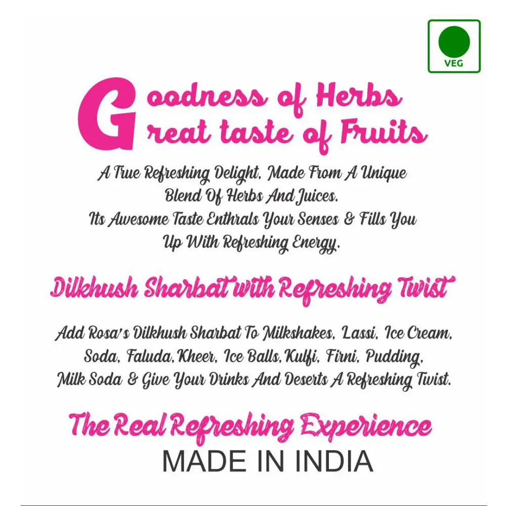 Rosa Dilkhush Sharbat - Rosa Herbalcare