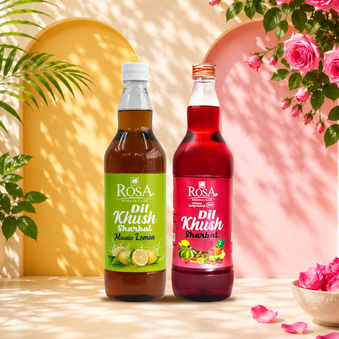 Rosa Dilkhush Sharbat Combo – Rose Delight & Lemon Twist | Refreshing Drink | 750ml Each