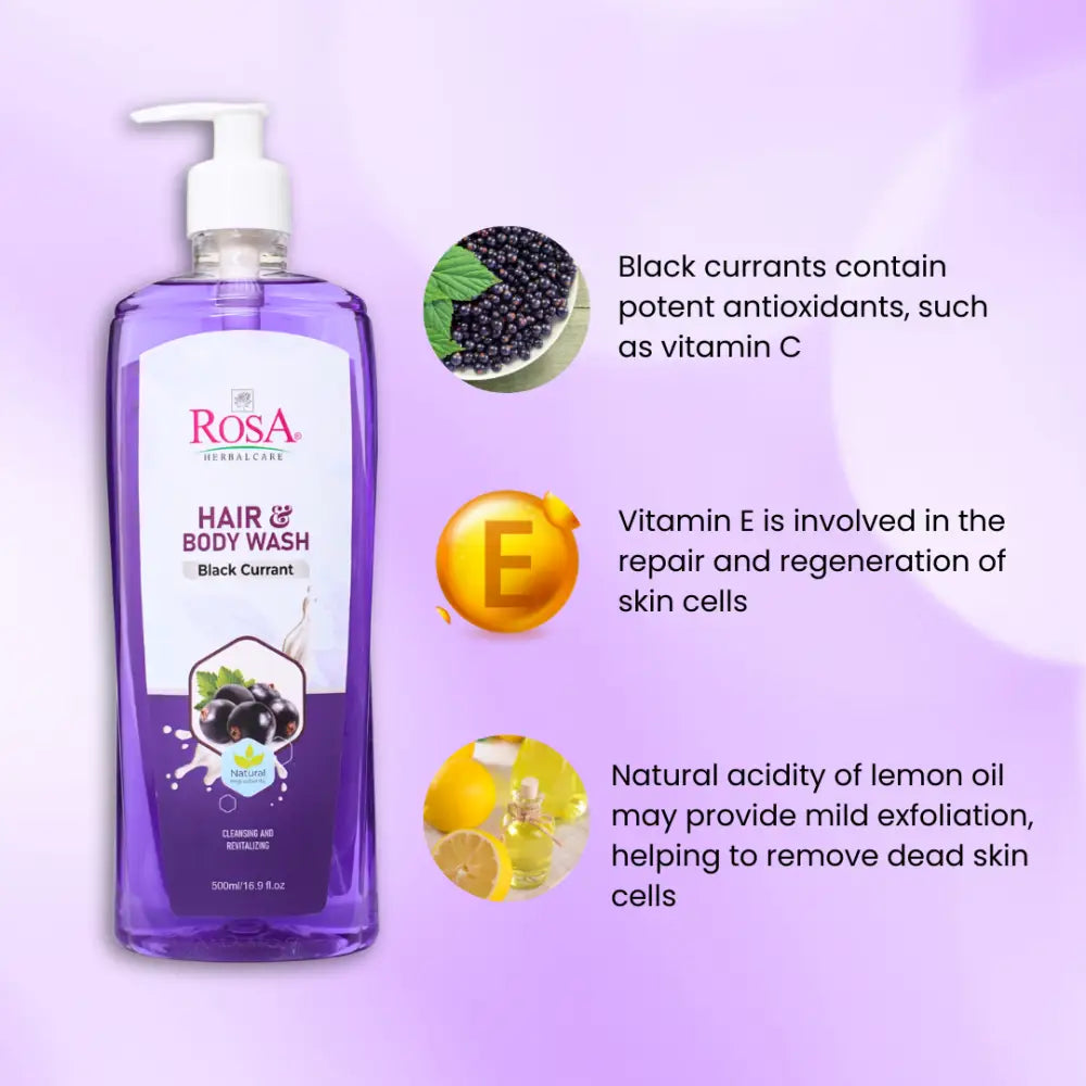 Black currant Hair and Body Wash | Pack of 500 ML - Variant