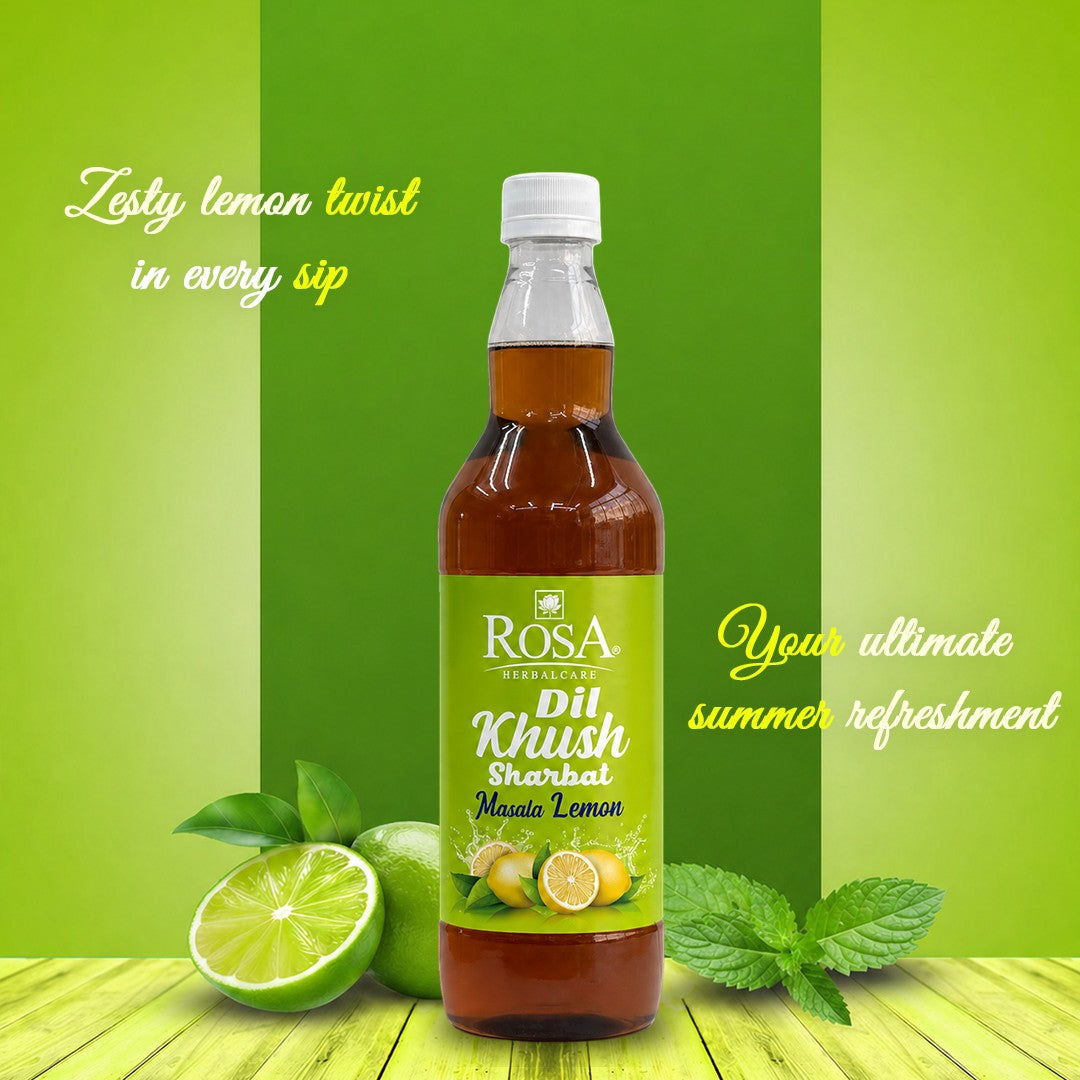 Rosa Dilkhush Sharbat Combo – Rose Delight & Lemon Twist | Refreshing Drink | 750ml Each