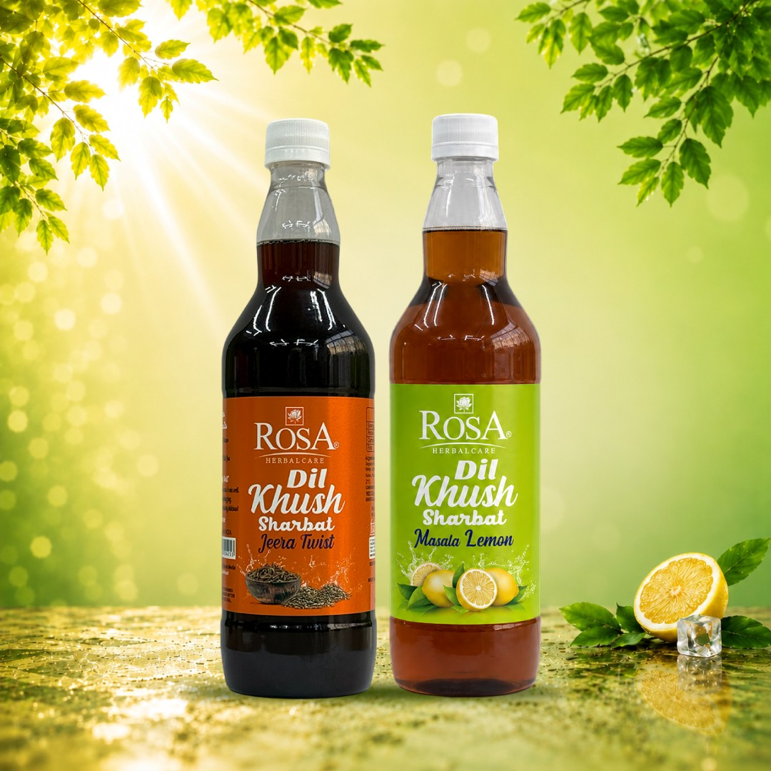 Rosa Dilkhush Sharbat Combo – Jeera Twist & Lemon Twist | Refreshing & Digestive Drink | 750ml Each